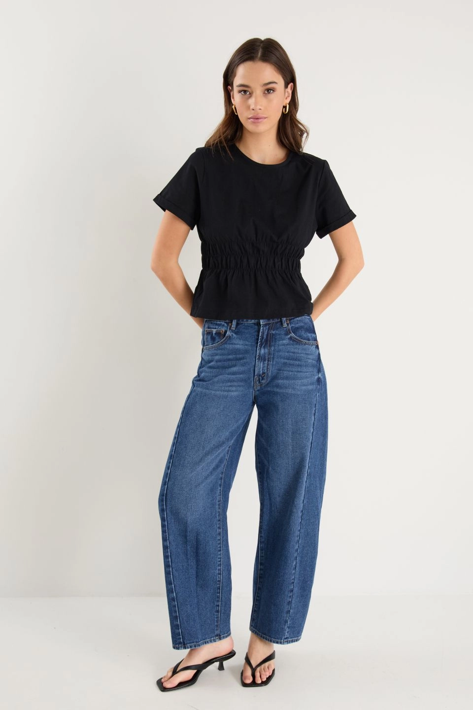 Varsity Deep Blue Forward Seam Barrel Jeans Urban Look