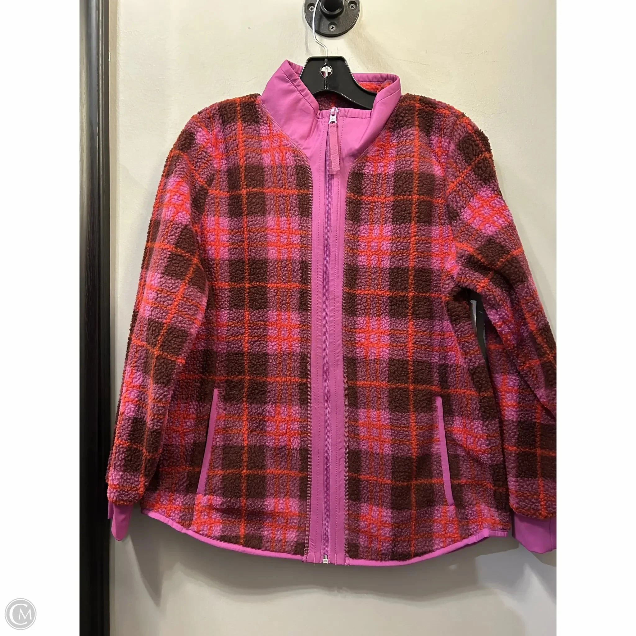 Jacket Fleece By Talbots In Pink & Red, Size: Mp Stretch Comfort Design