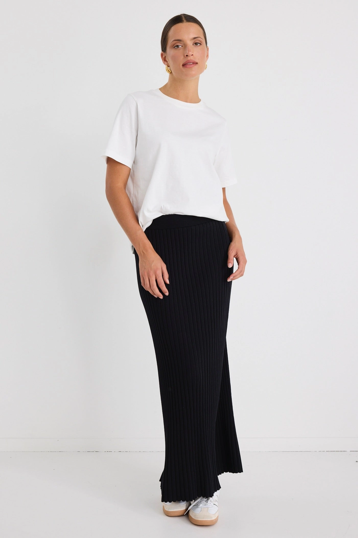 Notable Black Rib Knit Maxi Skirt Fast fashion Laid Back Look