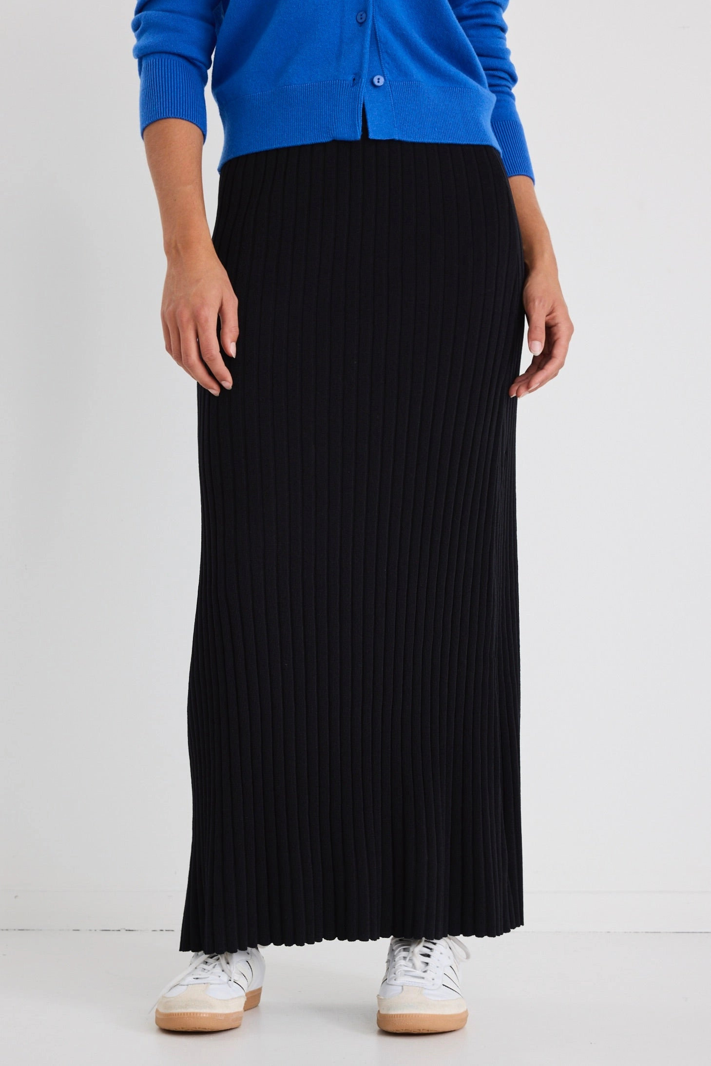 Notable Black Rib Knit Maxi Skirt Graceful Look Day Ready