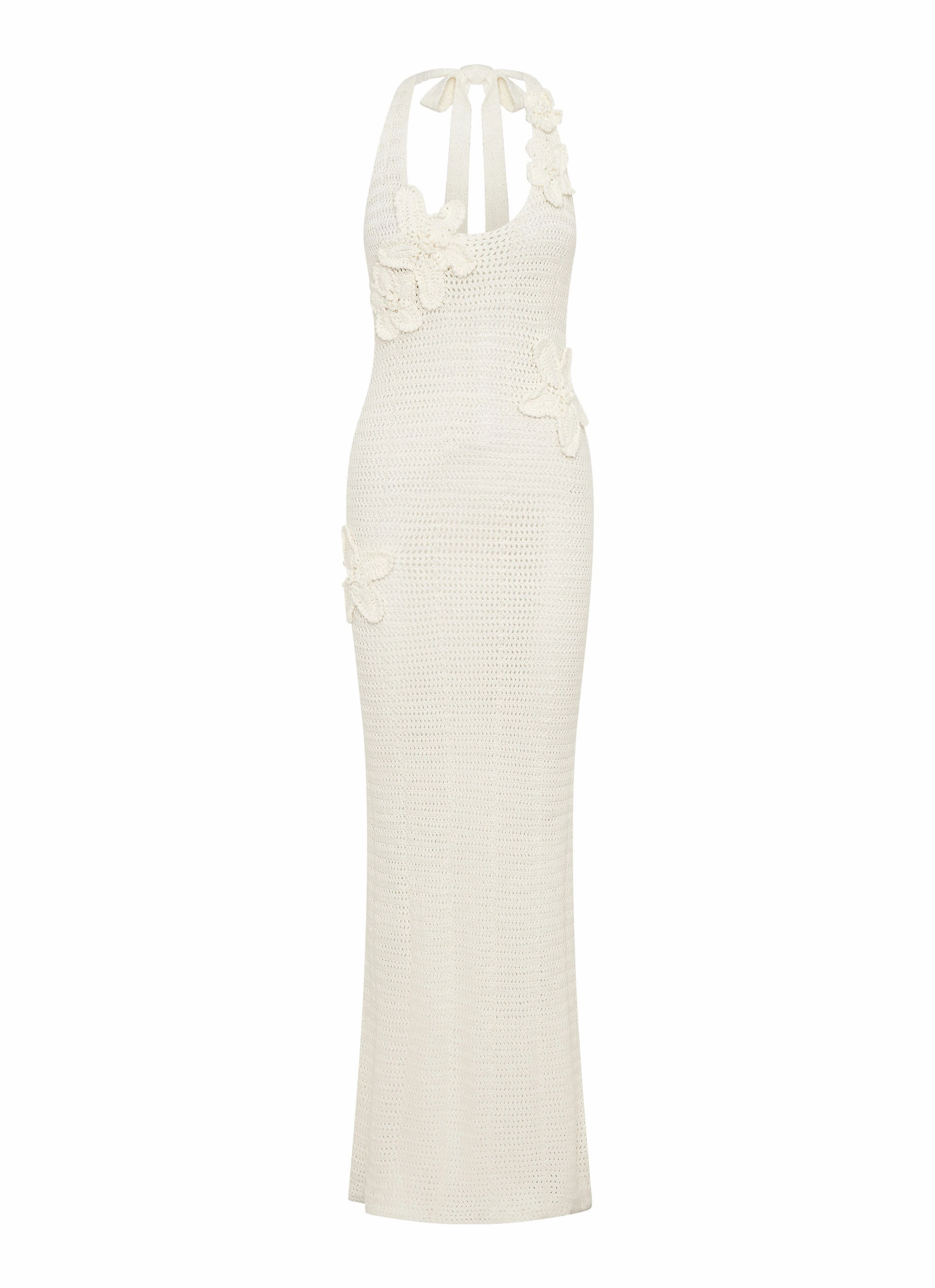 Tailored-fit Recycled-Material Novalee Flower Crochet Maxi Dress - Ivory