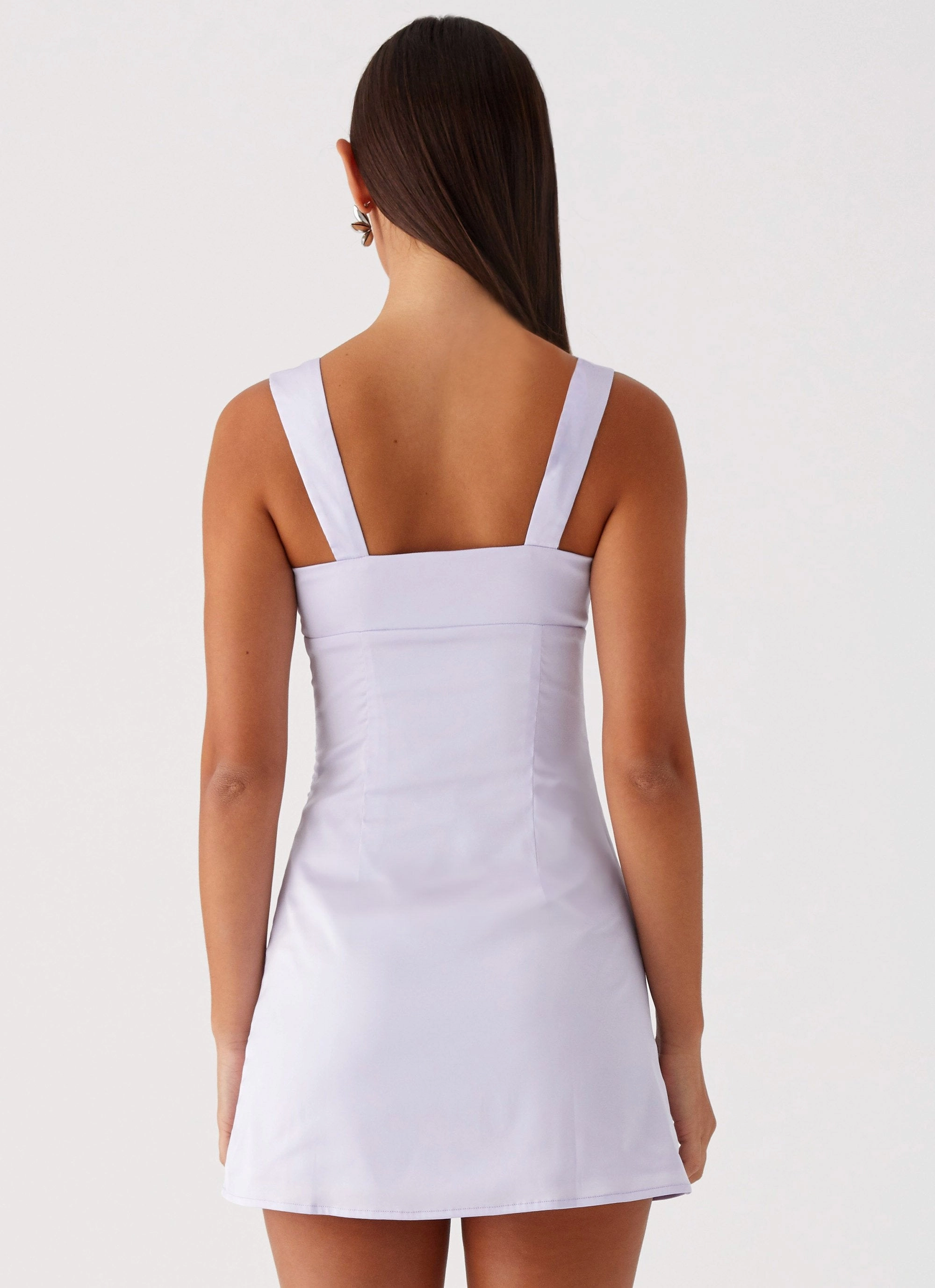 Softly Structured Chic Style Wear Odette Satin Mini Dress - Lilac