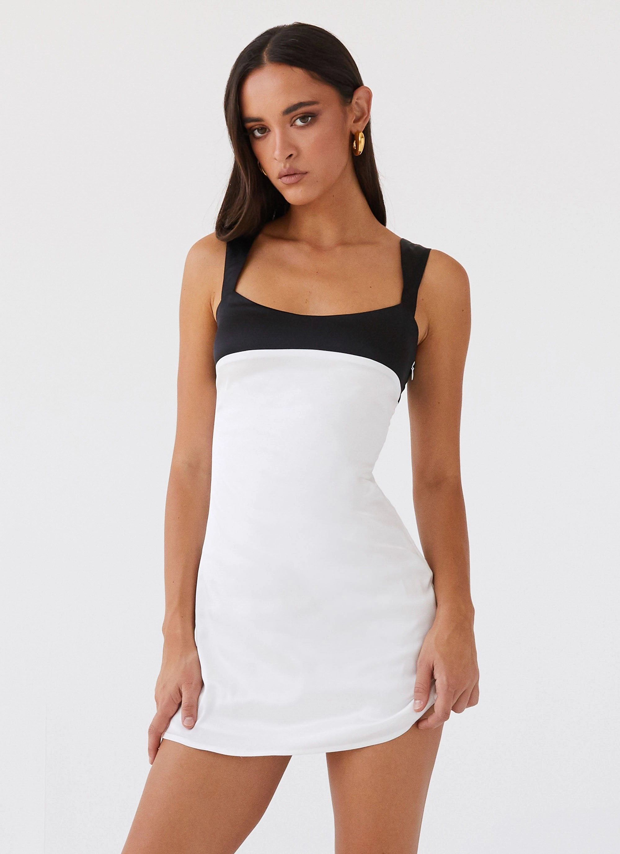Odette Satin Mini Dress - Noir Pearl Rose Soft