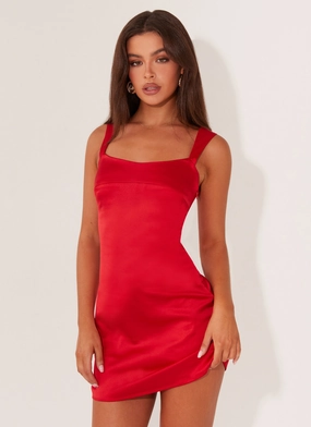 Modern Fit Odette Satin Mini Dress - Red