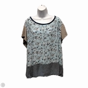 Embroidered Details Cozy Vibe Top Short Sleeve By Cynthia Rowley In Blue & White, Size: 3x