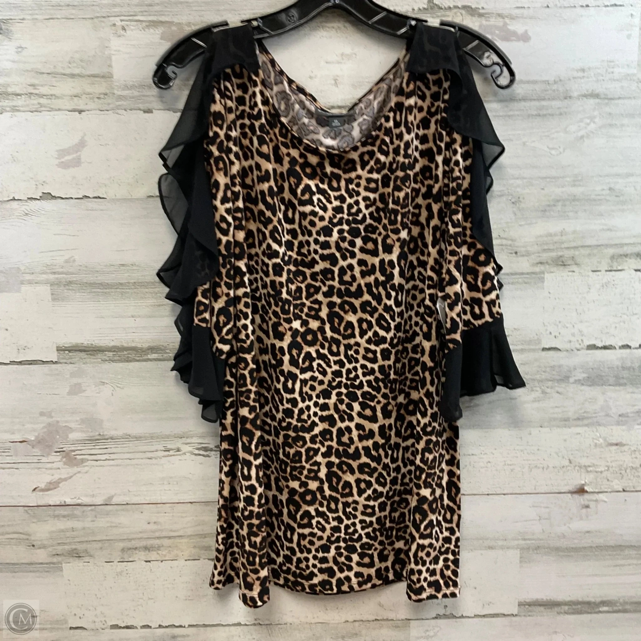Smart Casual Top Short Sleeve By Bold Elements In Animal Print, Size: 1x