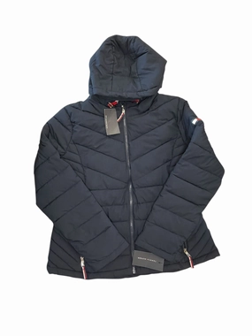 Lightweight Packability Knee Length Coat Puffer & Quilted By Tommy Hilfiger In Navy, Size:Xl