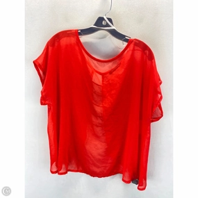 Wrinkle Free Fabric Weekend Wear Top Short Sleeve By Fashion To Figure In Red, Size: 1x