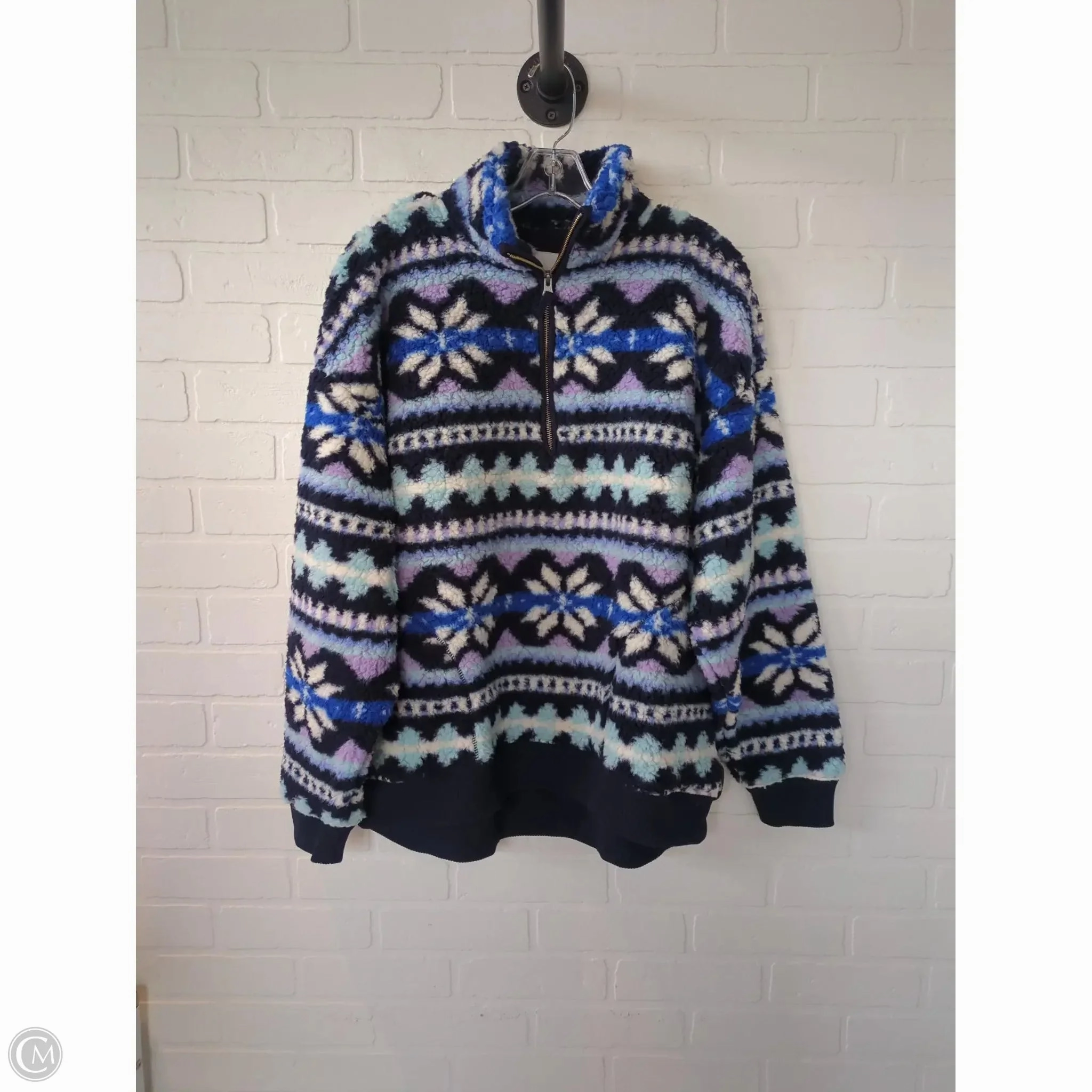 Practical Design Jacket Fleece By Aerie In Blue & White, Size: M