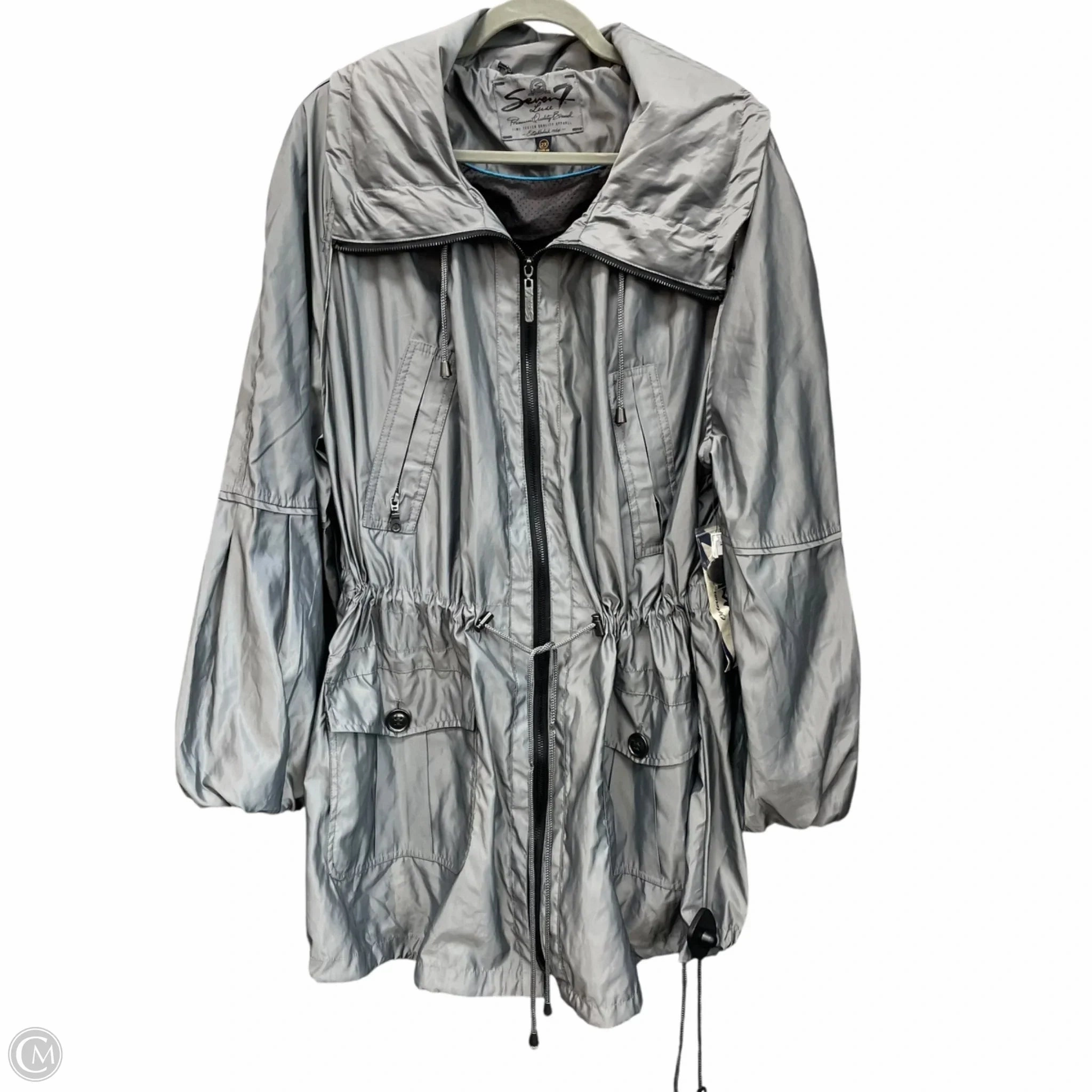 Jacket Windbreaker By Seven 7 In Grey, Size: 2x Soft Touch Texture