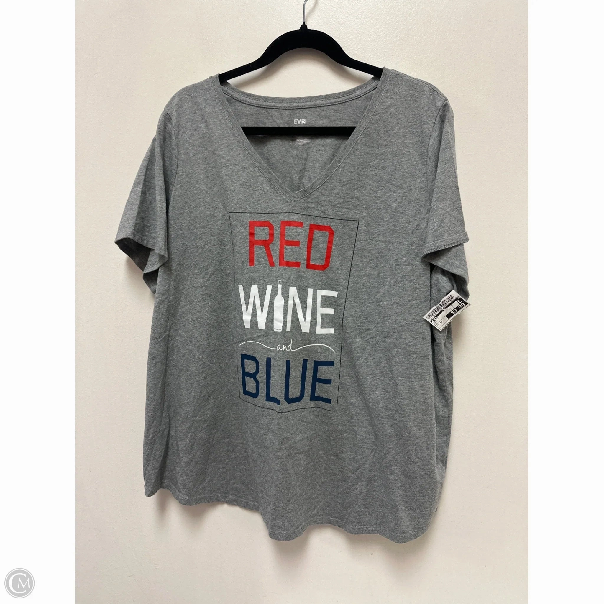 Airflow Ventilation System Cozy Waistband Top Short Sleeve By Evri In Grey, Size: 1x