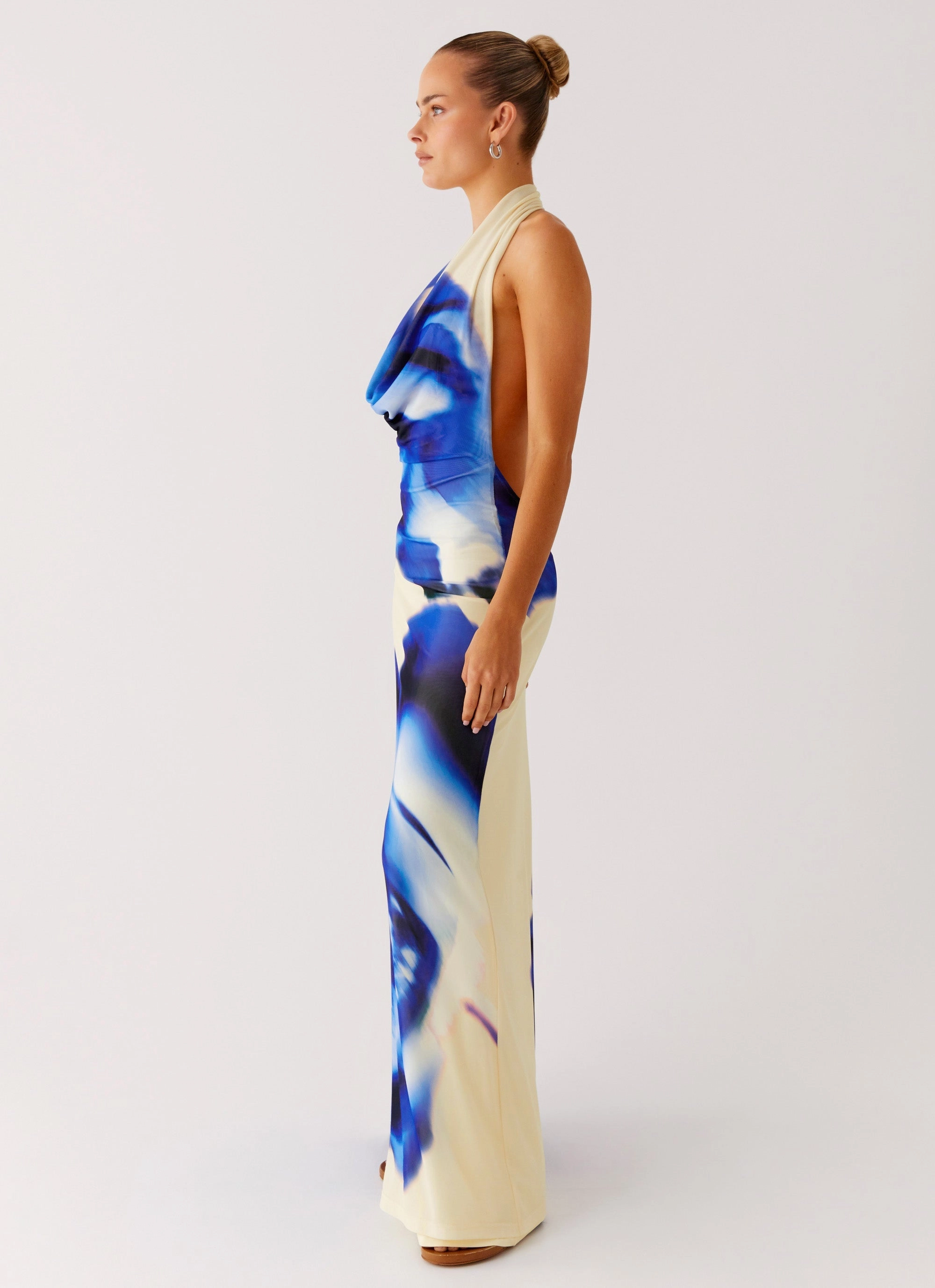 Jewel Tones Lounge Moment Only A Feeling Cowl Neck Maxi Dress - Heirloom Floral