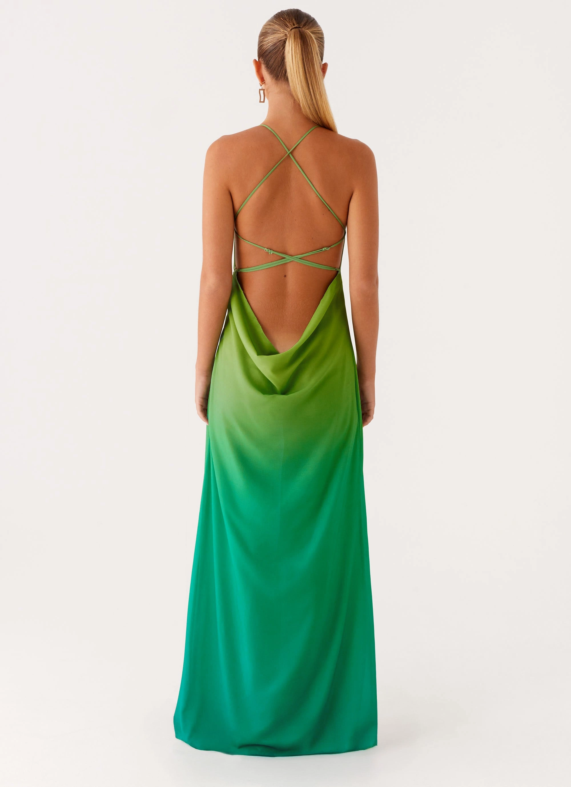 Kimono-Sleeve Opposites Attract Maxi Dress - Green Ombre