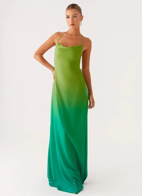 Opposites Attract Maxi Dress - Green Ombre Slit-Hem Lounge Outfit