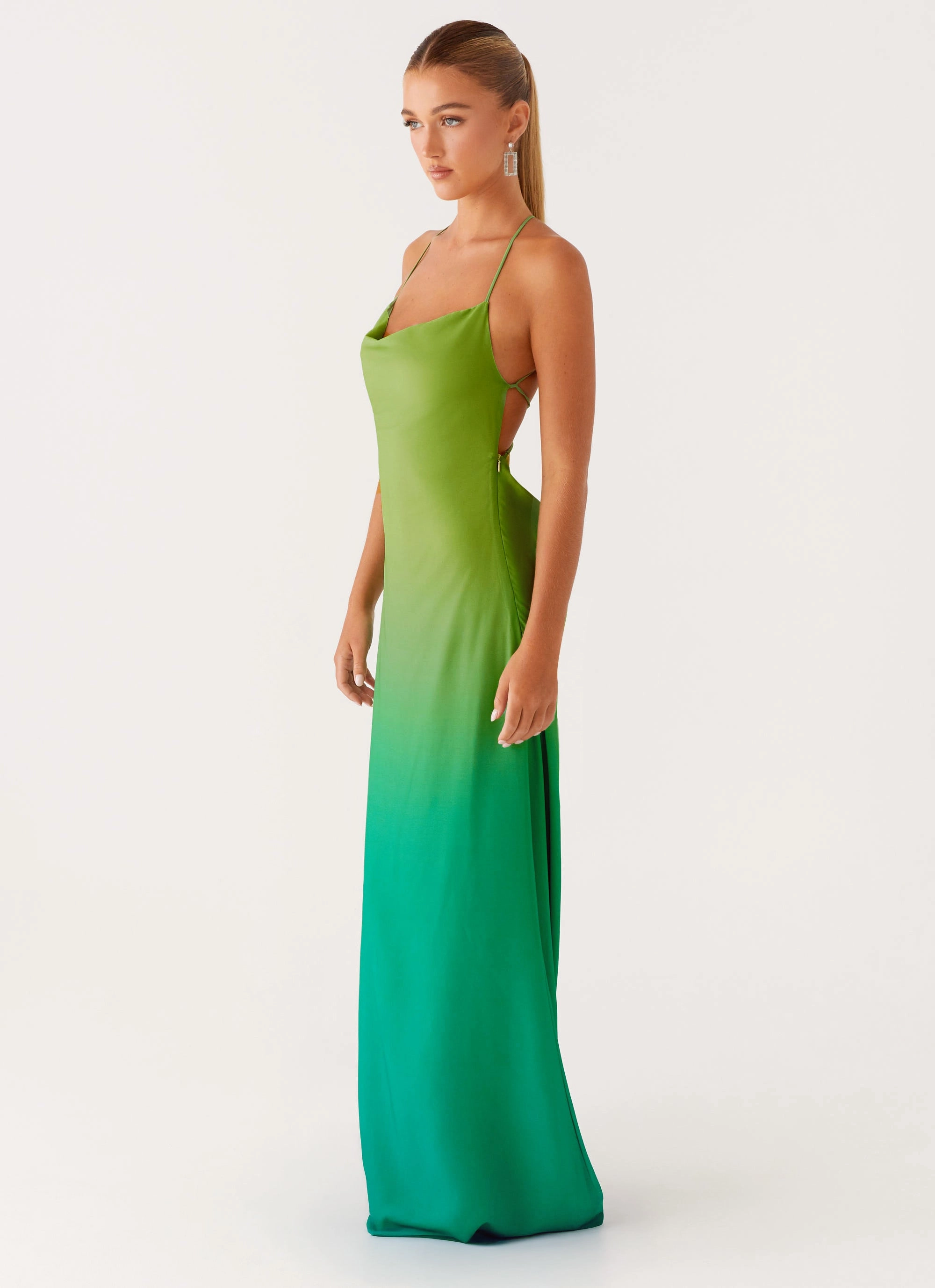 Opposites Attract Maxi Dress - Green Ombre Fitted Mood