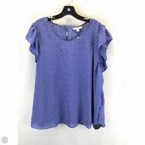 Top Short Sleeve By Zac And Rachel In Blue, Size: 2x V neck elegance