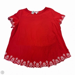 Top Short Sleeve By Charter Club In Red & White, Size: 2x Breathable Waist Flexible Neckband