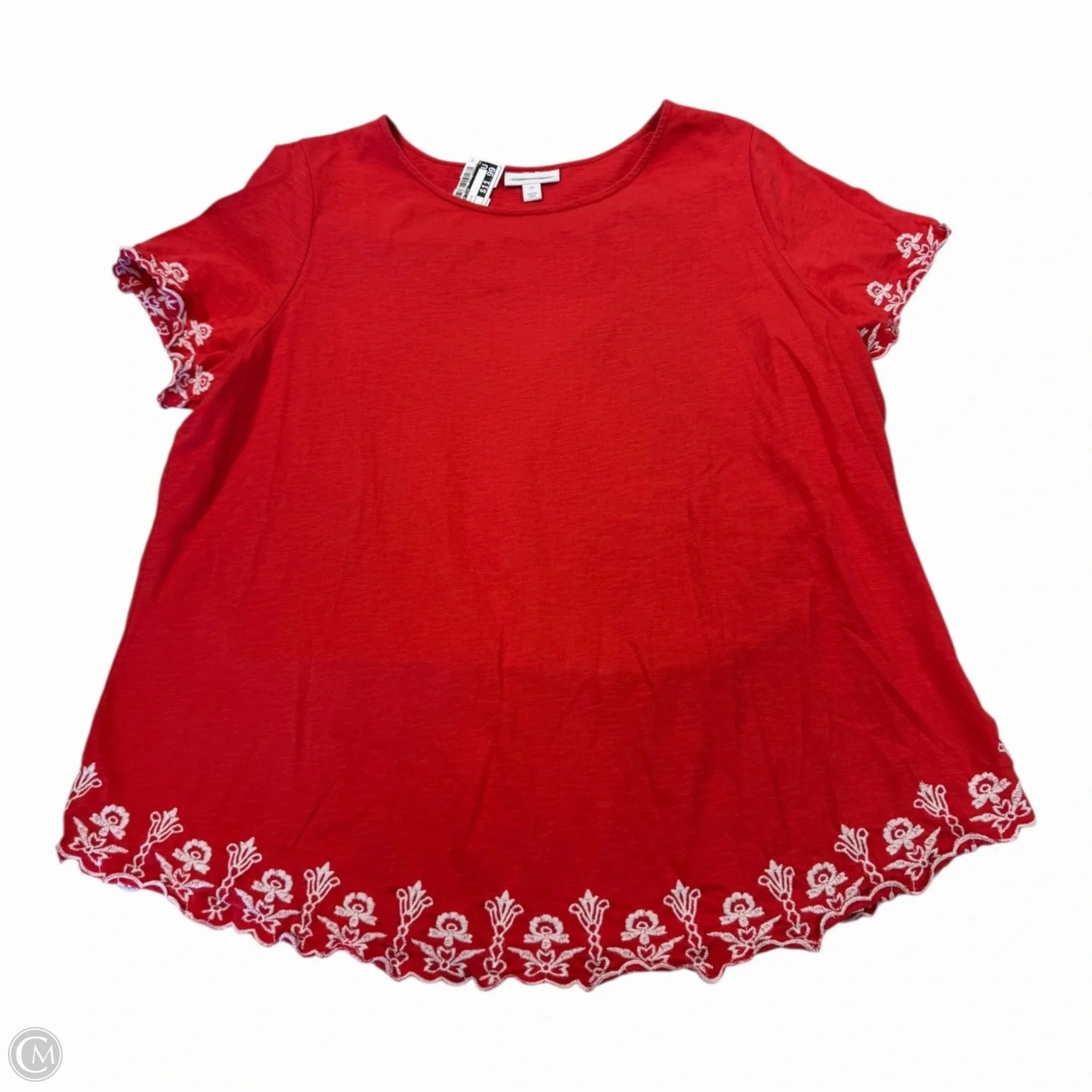 Top Short Sleeve By Charter Club In Red & White, Size: 2x Breathable Waist Flexible Neckband