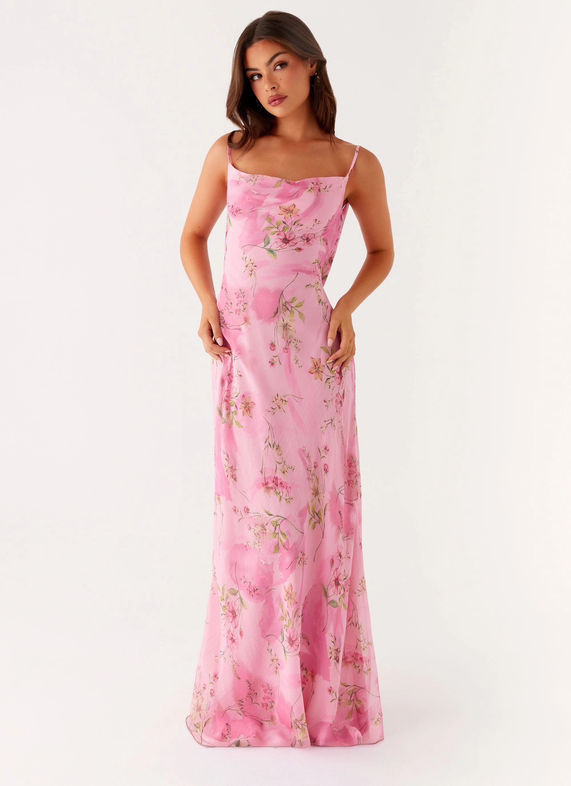 Vintage feel Orlando Maxi Dress - Pink Floral Print