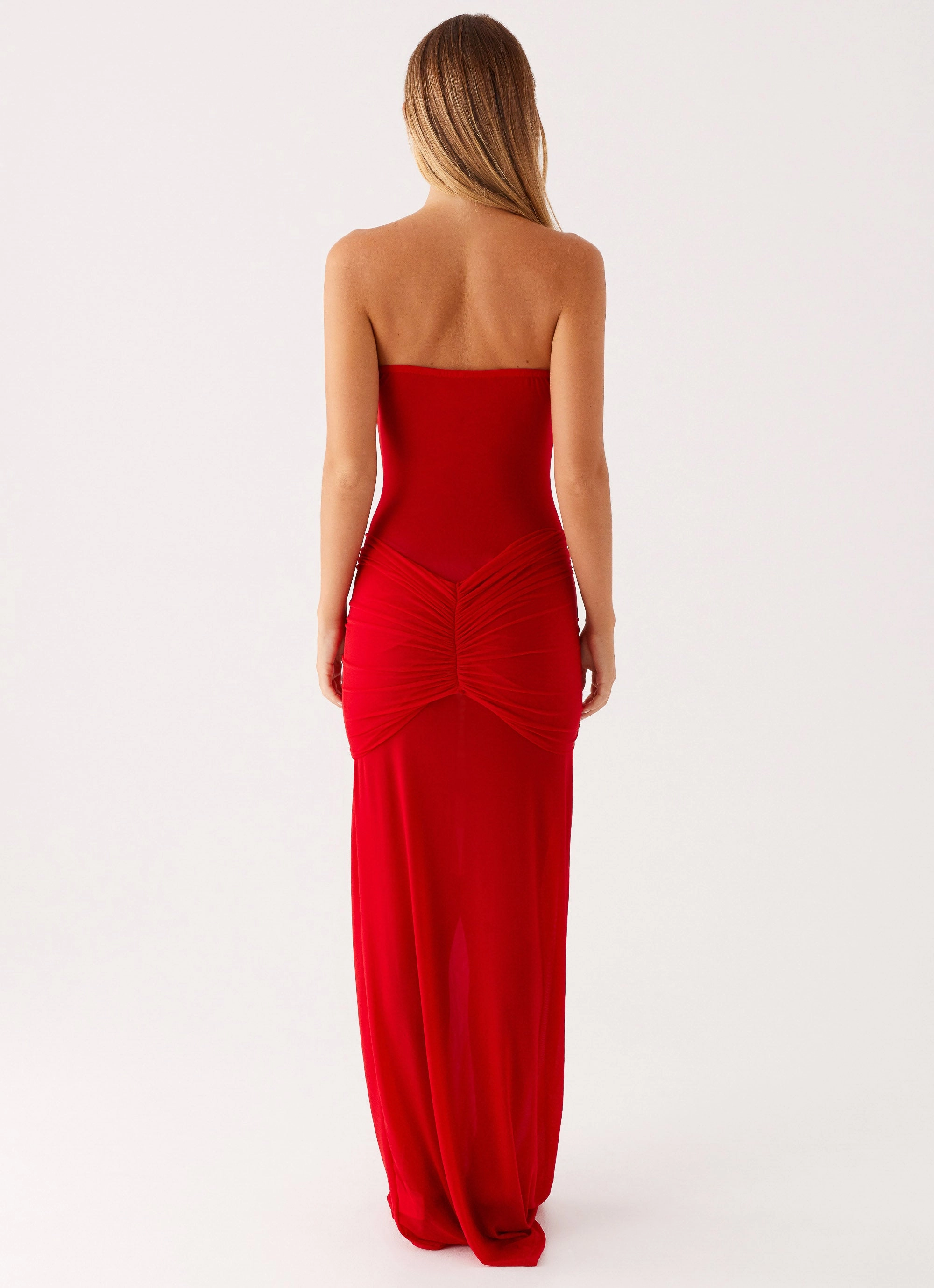 Ottilie Mesh Maxi Dress - Red Stylish party wear