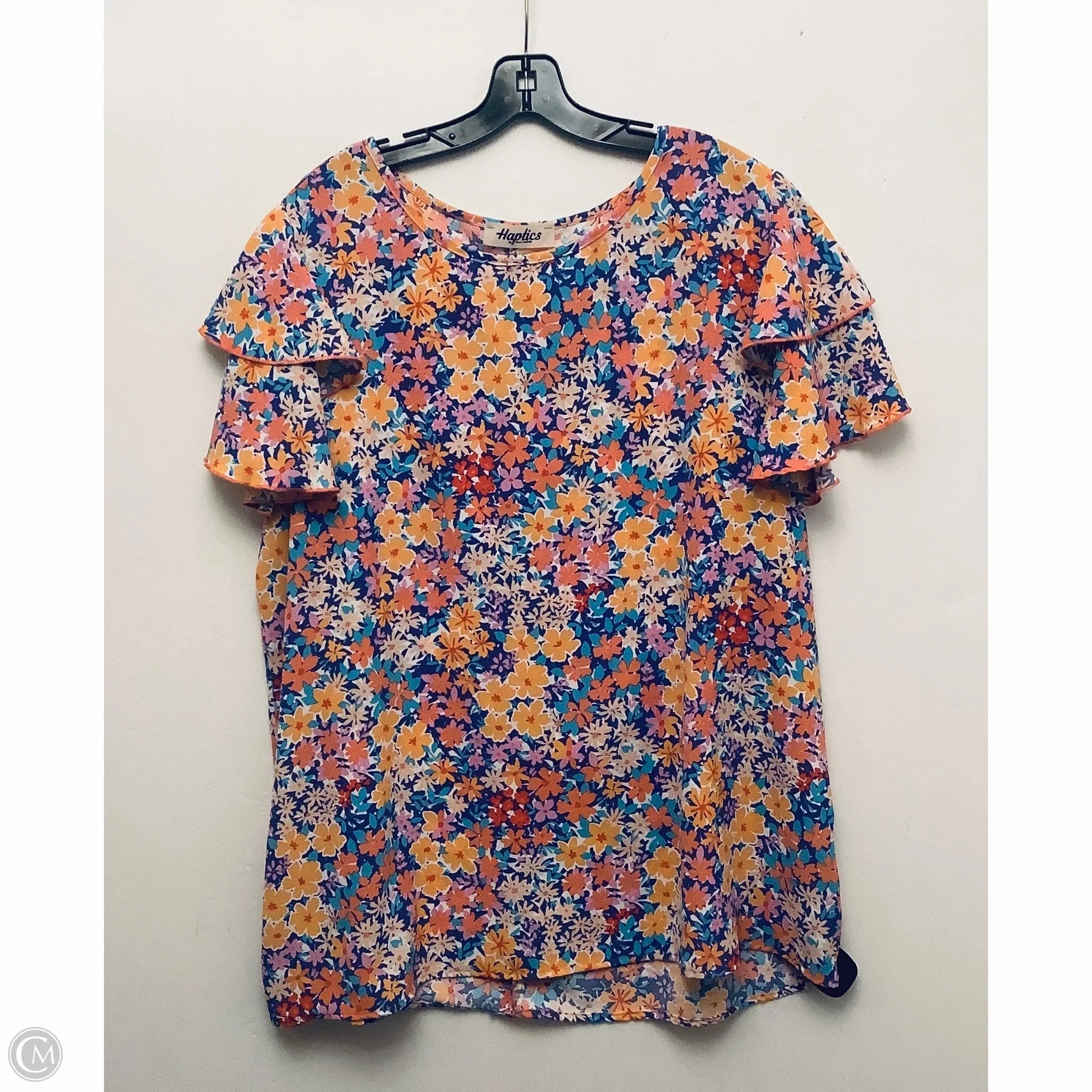 Top Short Sleeve By Haptics In Floral Print, Size: 2x Simple Wear Seasonal Trend
