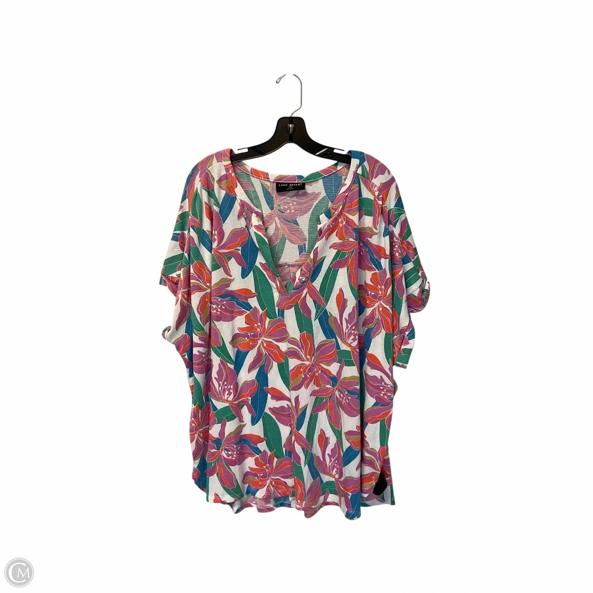 Quick Fit Stretch Garment Dyed Top Short Sleeve By Lane Bryant In Multi-colored, Size: 3x