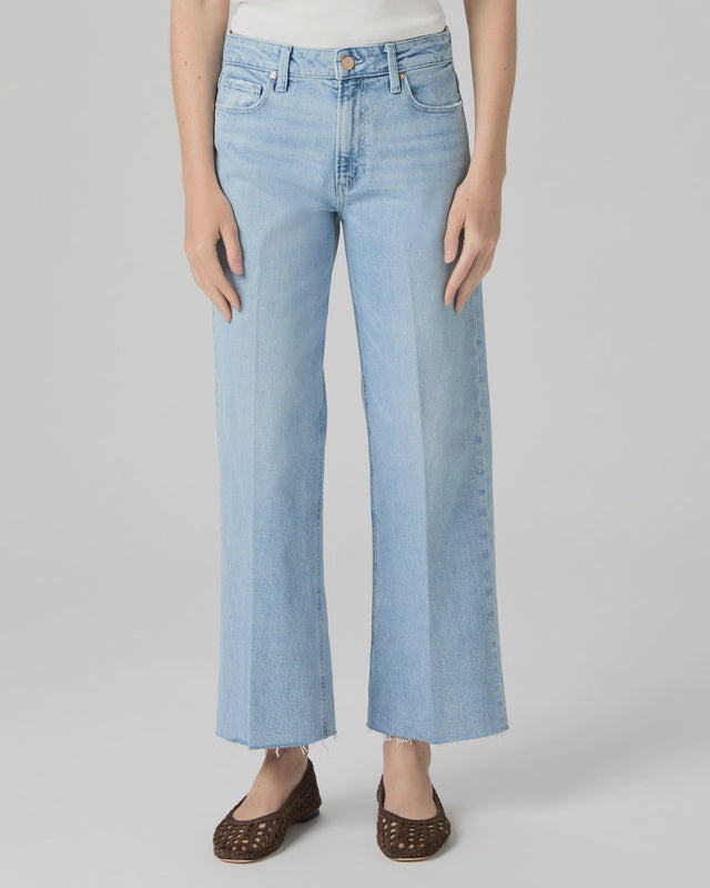 Paige Jeans Leenah Ankle Raw Hem in Brightside Lightweight Feel