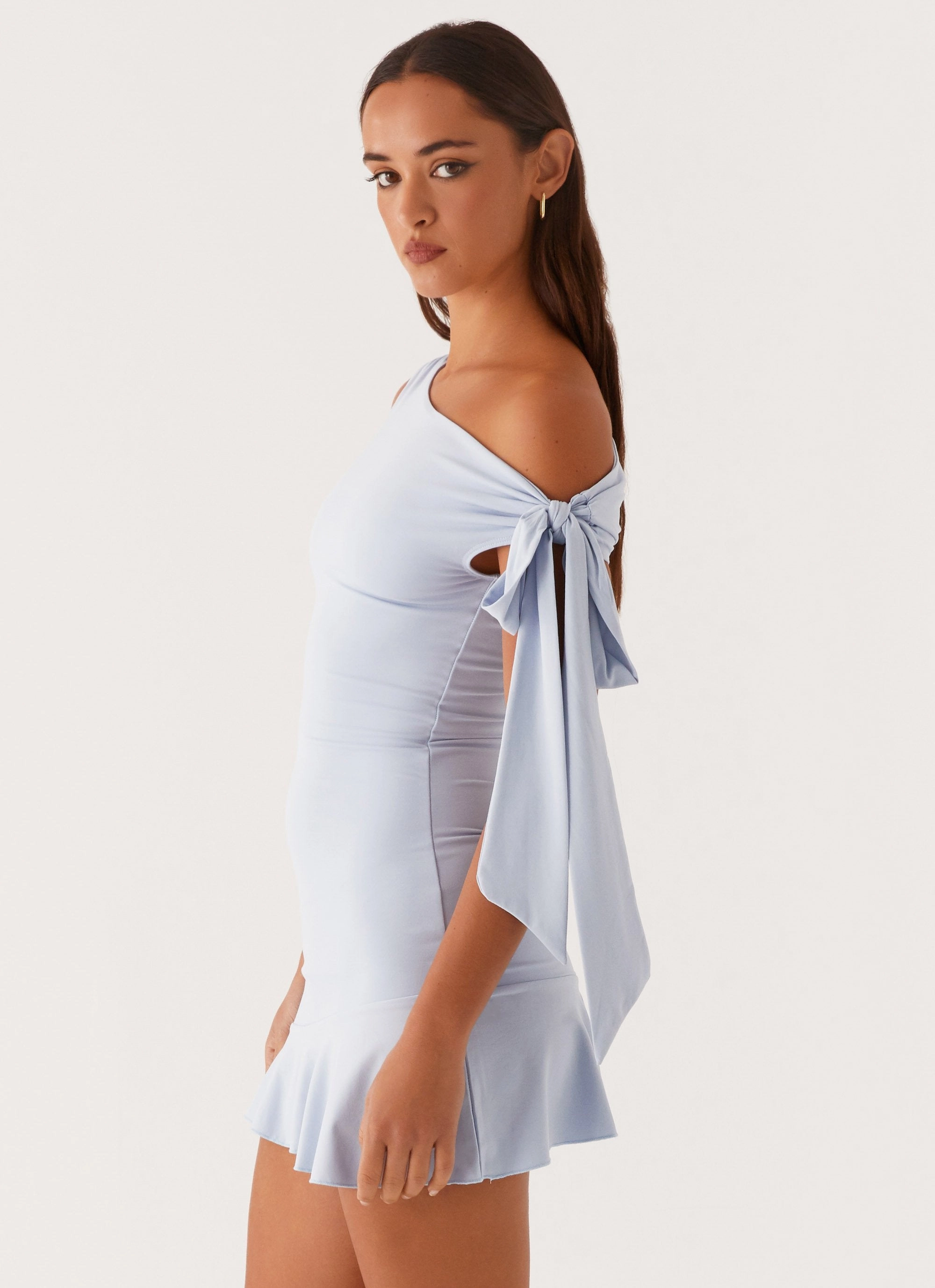Flowy-Shape Palm House Mini Dress - Blue
