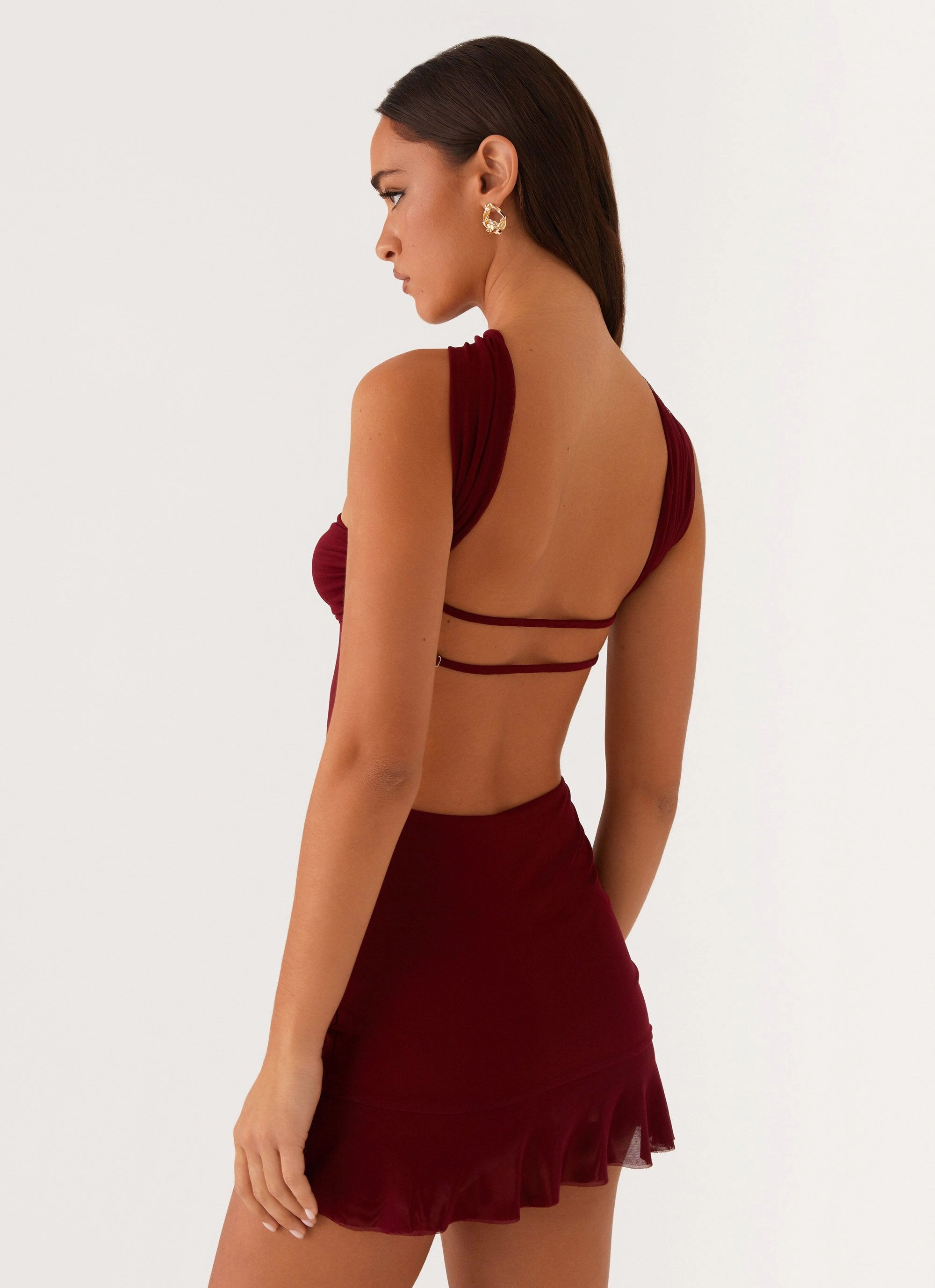 Minimalist-Trend Must Have Pari Open Back Mini Dress - Mulberry