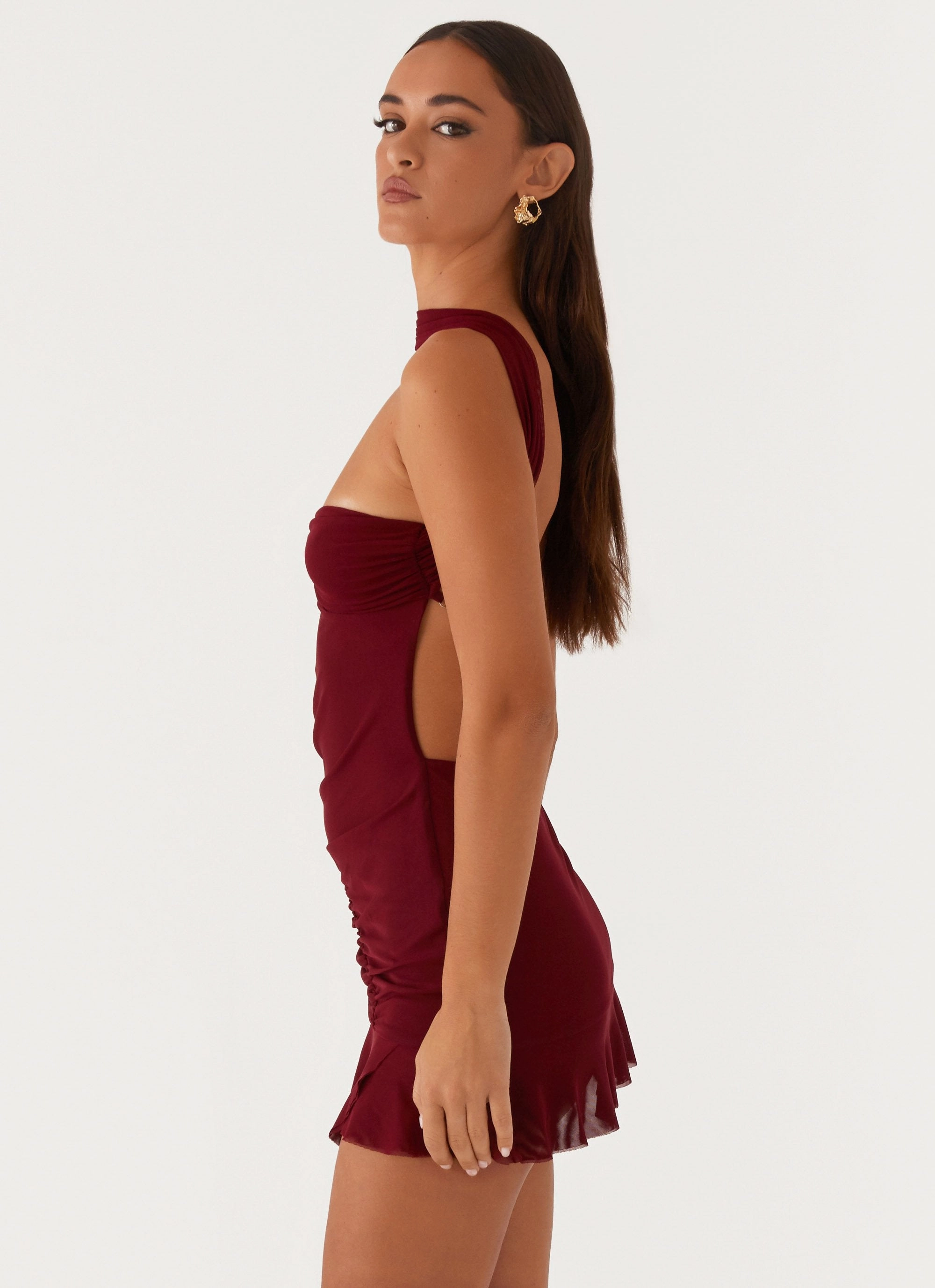 Guest Shine Minimalist Waistband Pari Open Back Mini Dress - Mulberry