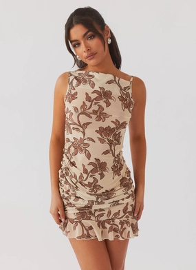 Pass The Prosecco Mini Dress - Hazel Bloom Midi-Length Smart Tones