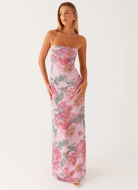 Peggy Maxi Dress - Pink Floral All-Occasion Look Fast Chic