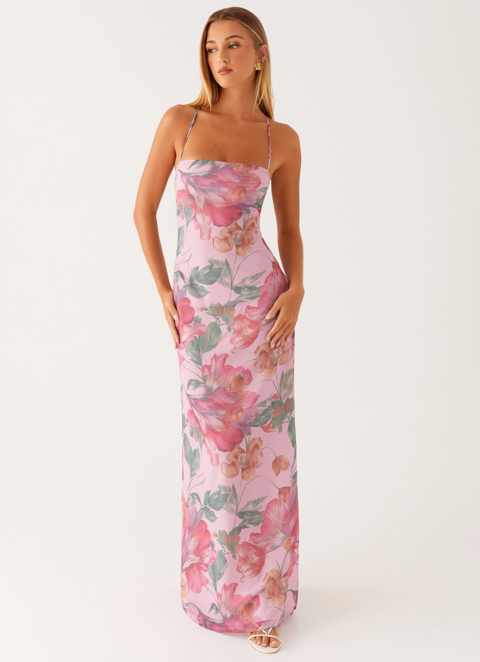 Peggy Maxi Dress - Pink Floral All-Occasion Look Fast Chic