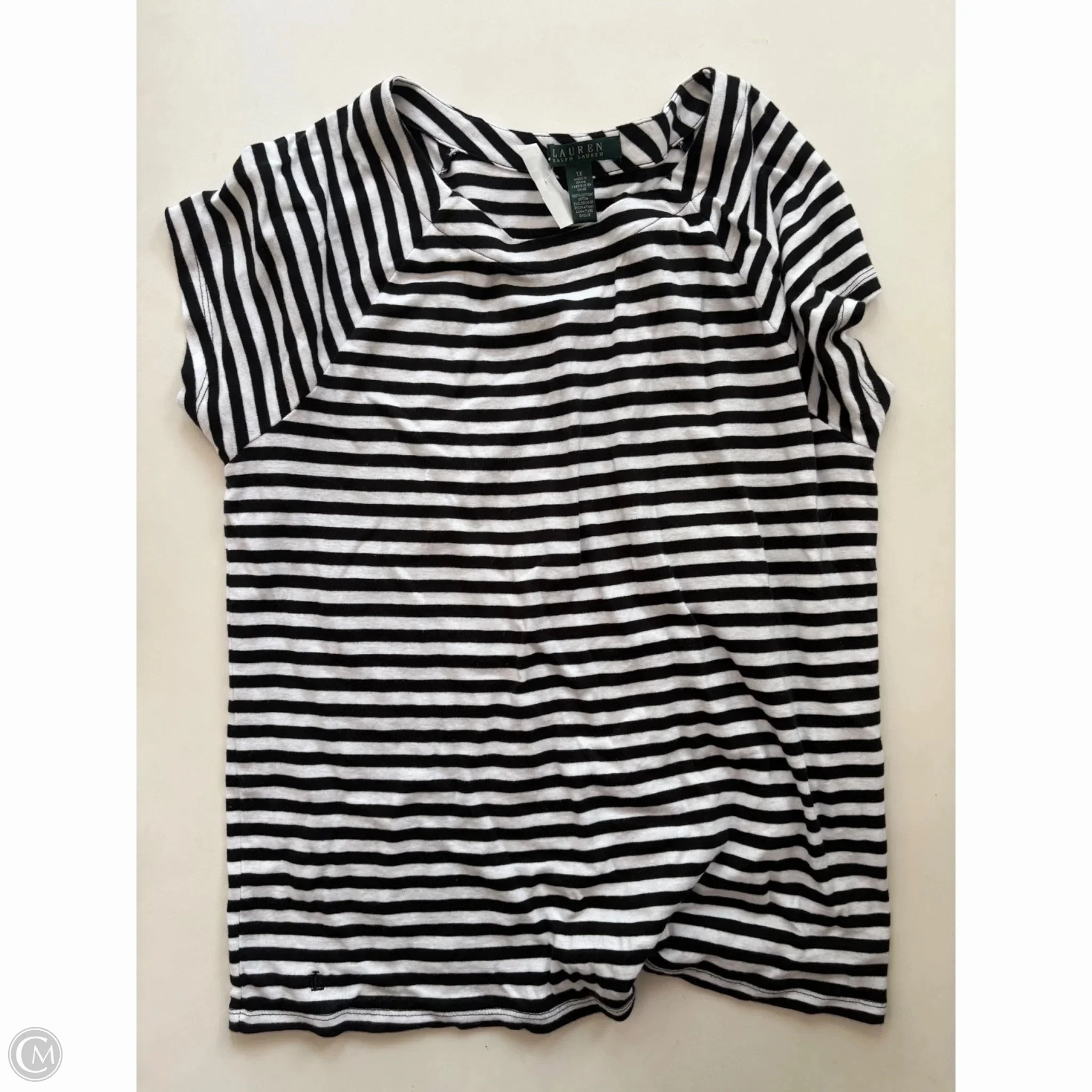 Top Short Sleeve By Lauren By Ralph Lauren In Striped Pattern, Size: 1x Sporty Flex