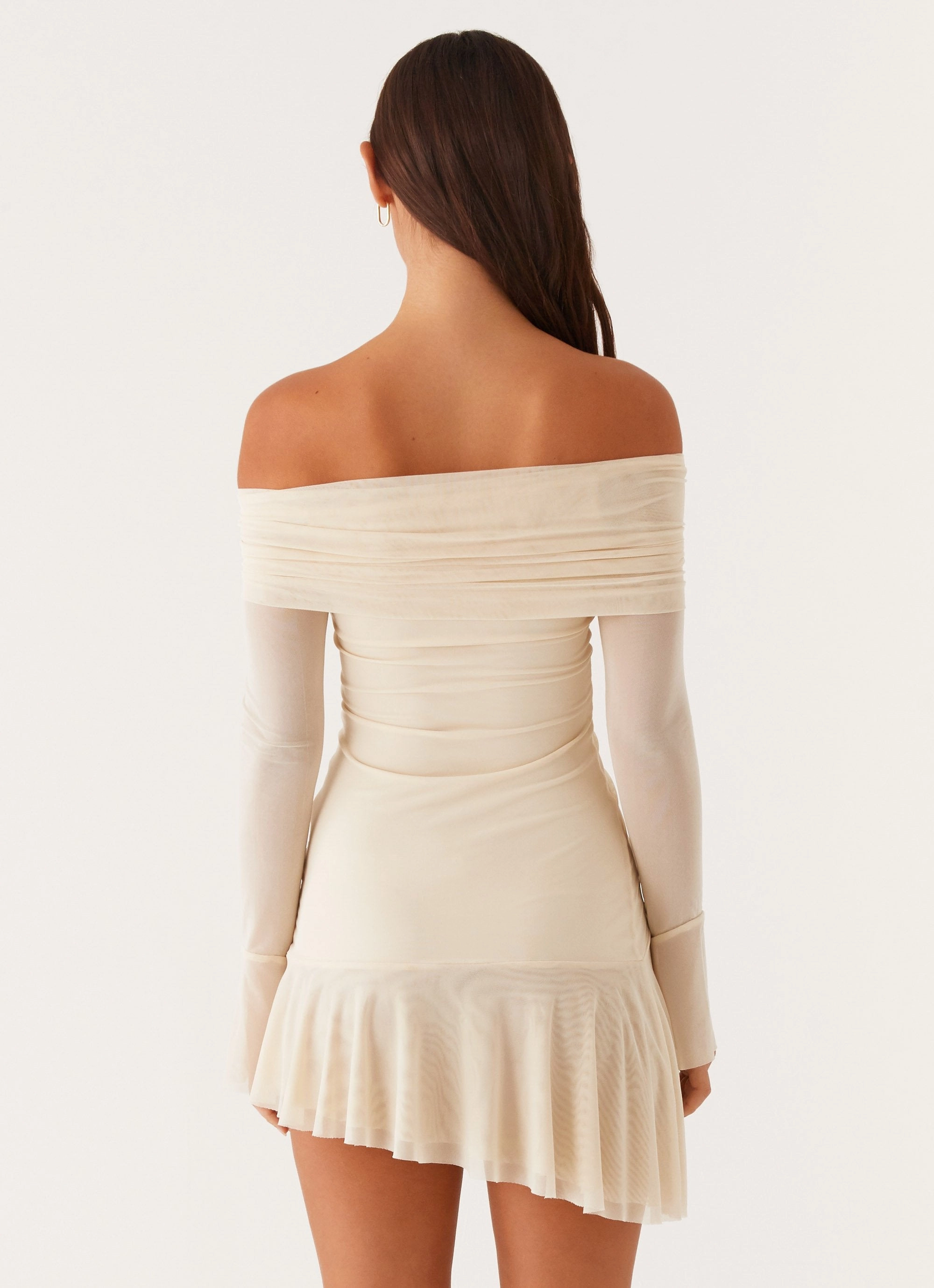 Ellis Ruched Mini Dress - Pastel Yellow Light Mood Jewel Accent