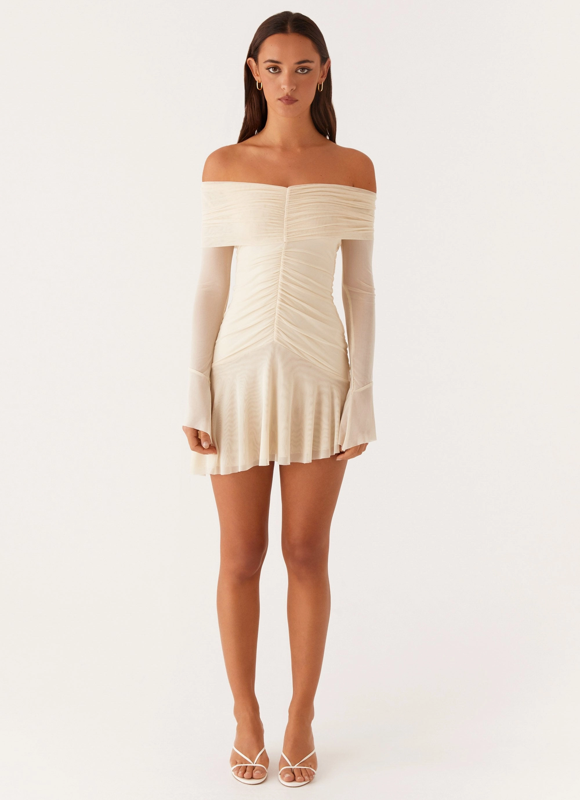 Ellis Ruched Mini Dress - Pastel Yellow Layerable Piece Balanced Light