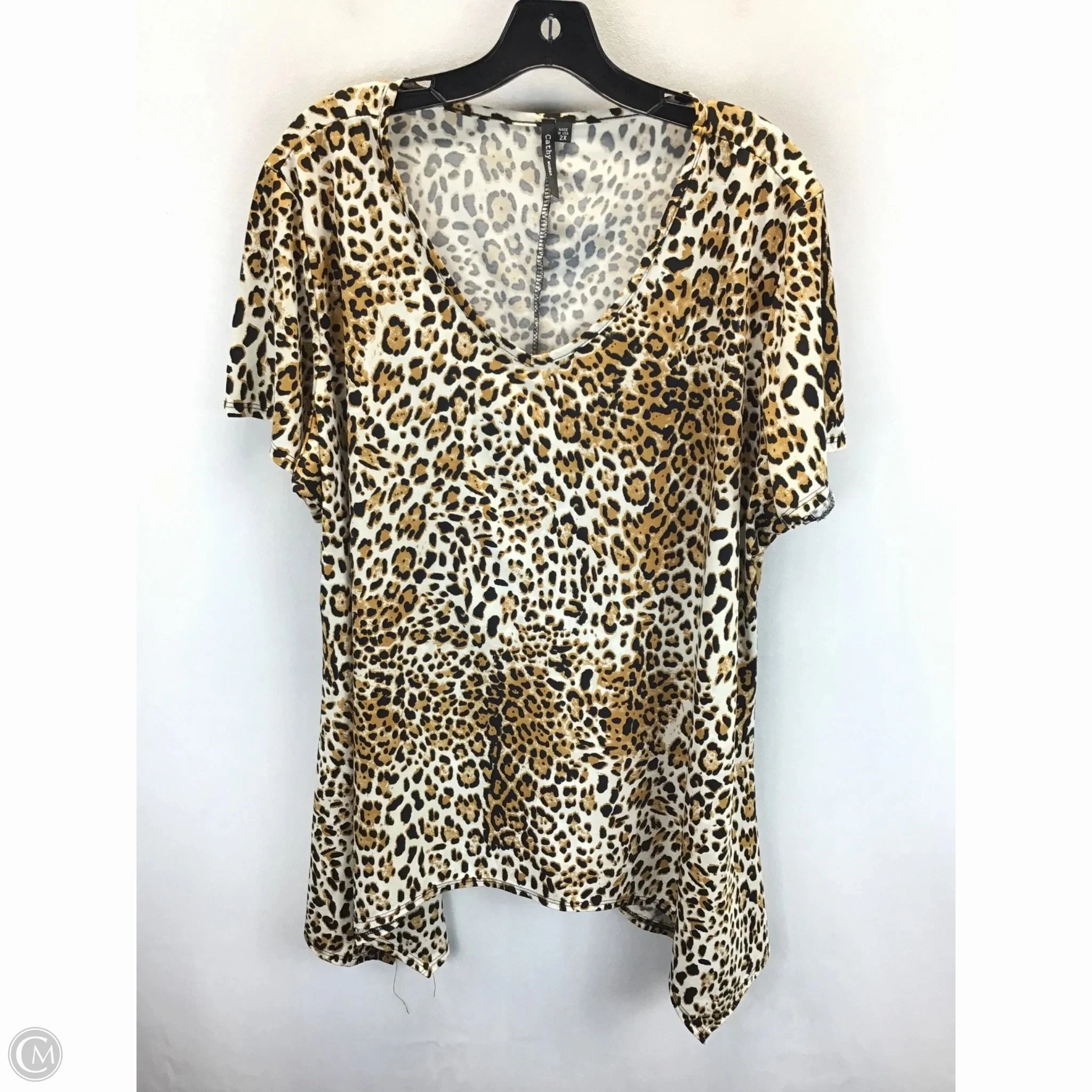 Top Short Sleeve By Clothes Mentor In Leopard Print, Size: 2x Comfy Active Fit Soft Touch