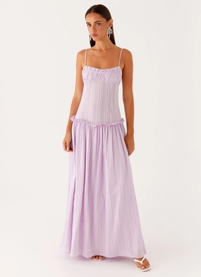 Jacinda Drop Waist Maxi Dress - Lavender Lounge Fit Dreamy Drape