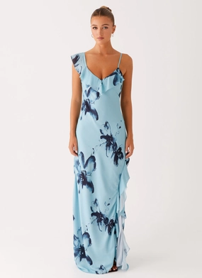 hypoallergenic Tailored Fit Goldsmith Maxi Dress - Blue Black Floral