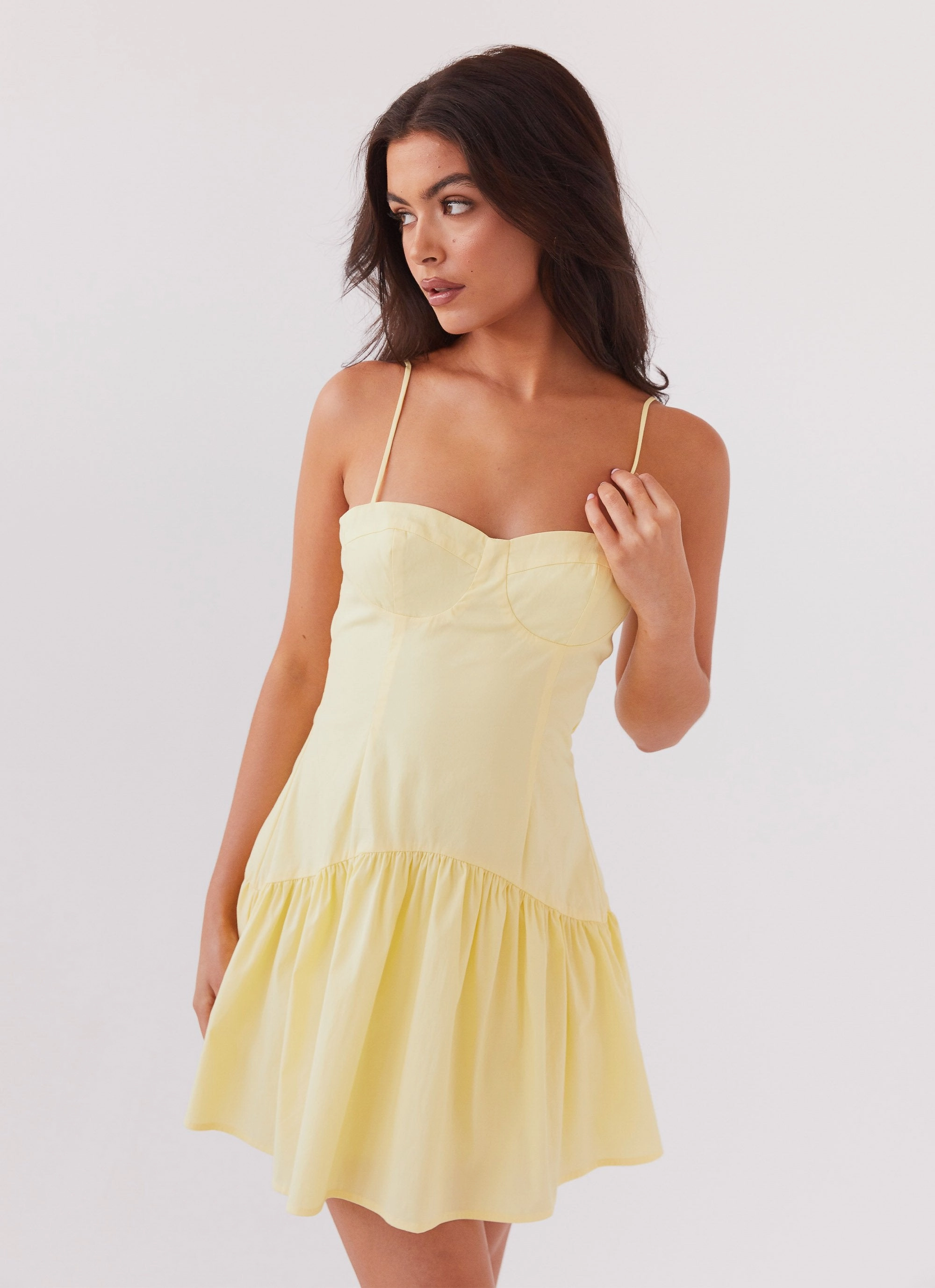 Endless Summer Mini Dress - Canary Polished Details Draped Silhouette