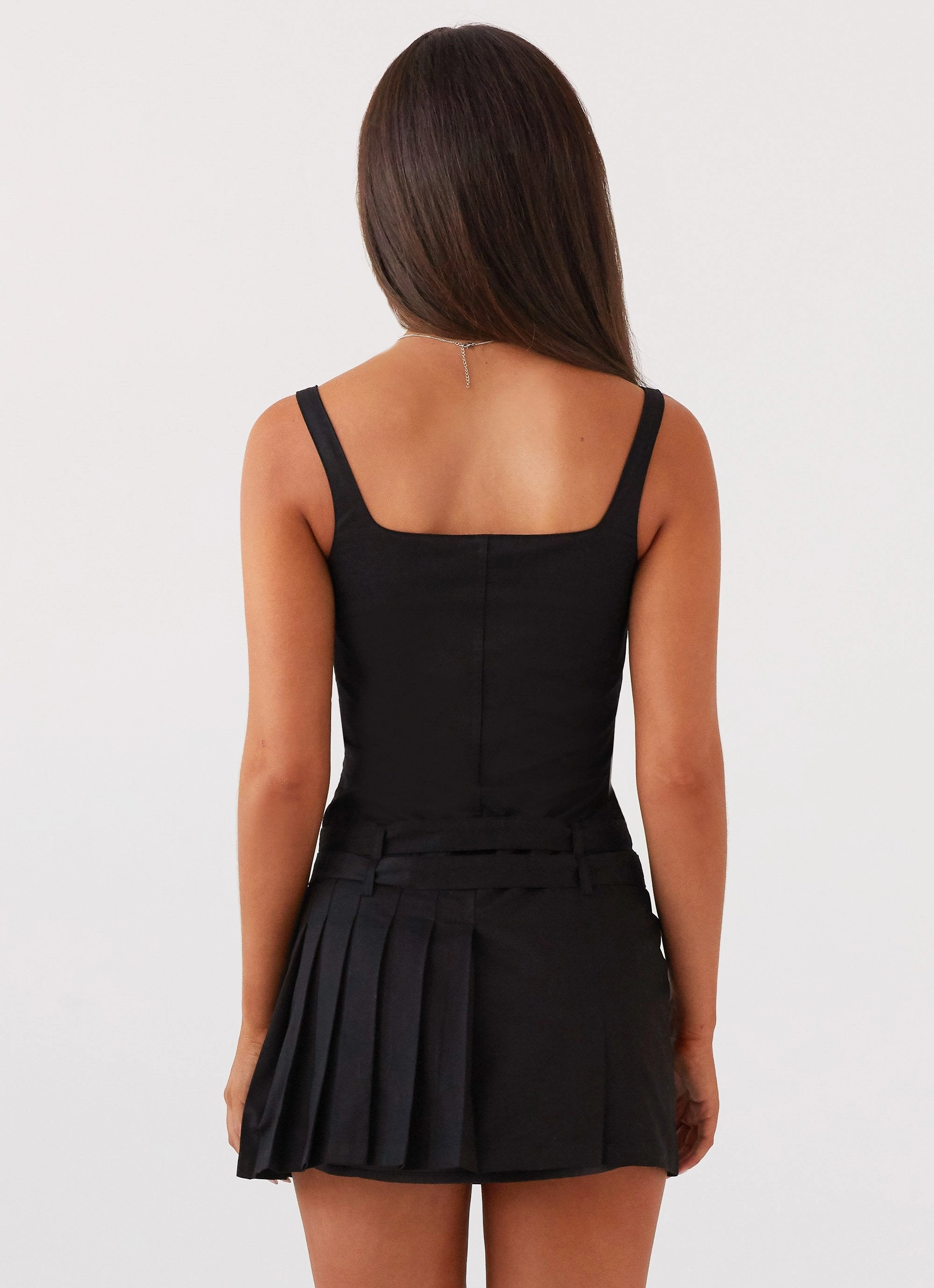 Lynette Buckle Mini Dress - Black Minimalist fit-and-flare Stylish Pick