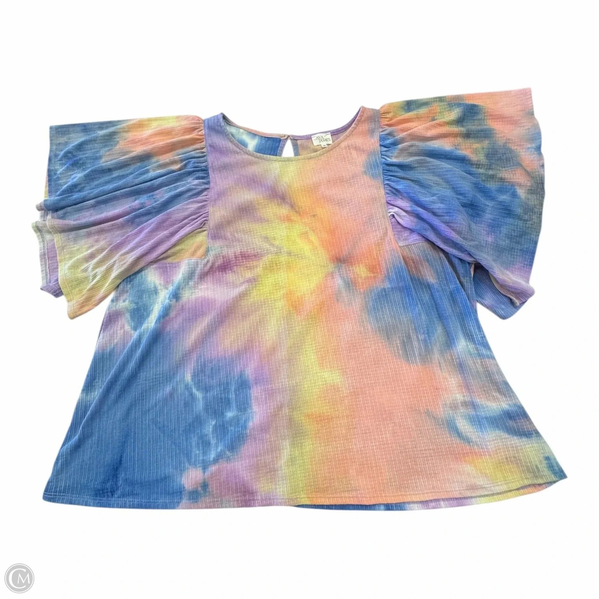 Light and Breathable QuickDryTechnology Top Short Sleeve By Ava James In Tie Dye Print, Size: 2x
