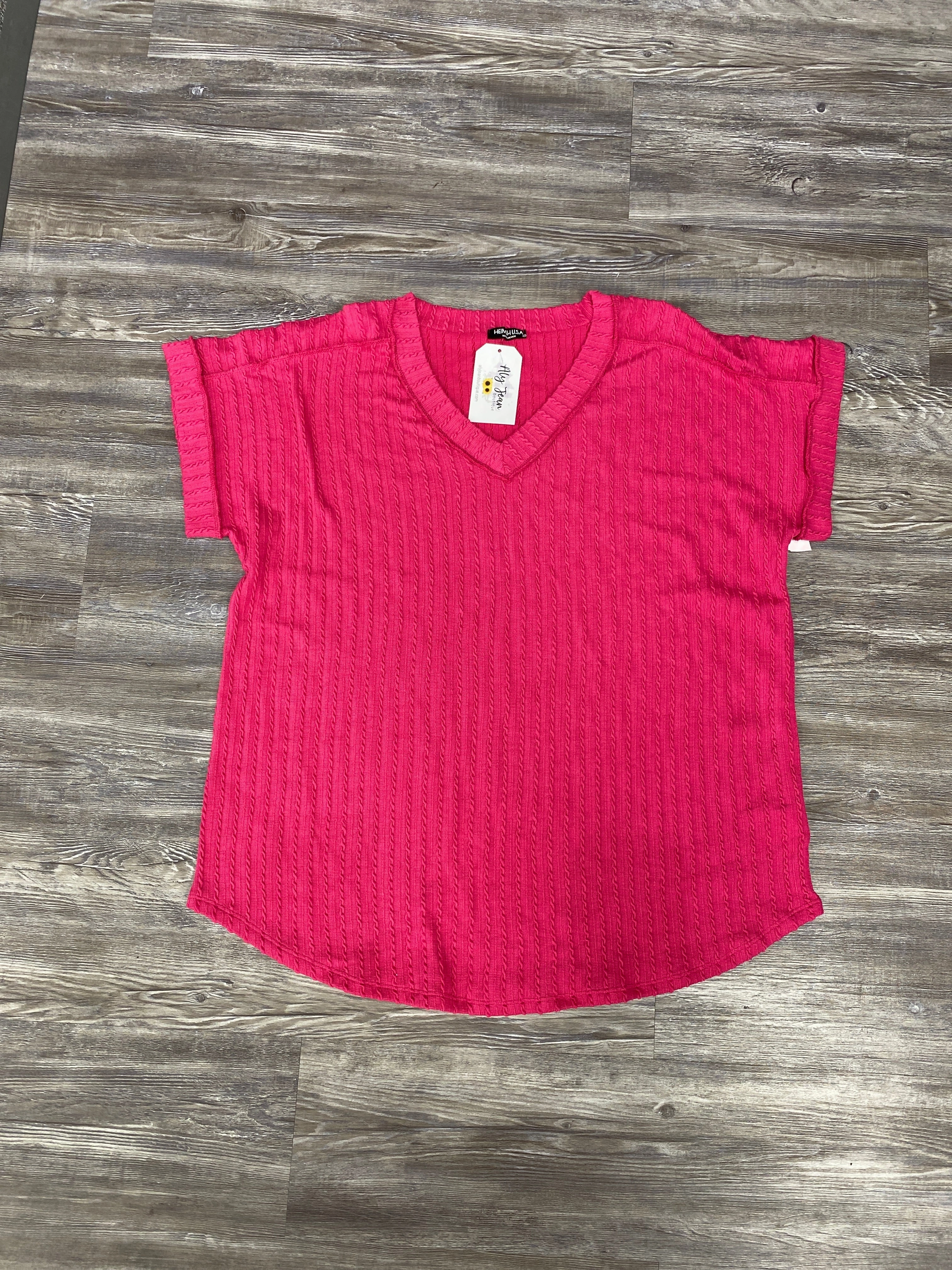 brandable Pink Top Short Sleeve Basic Heimish Usa, Size 3x