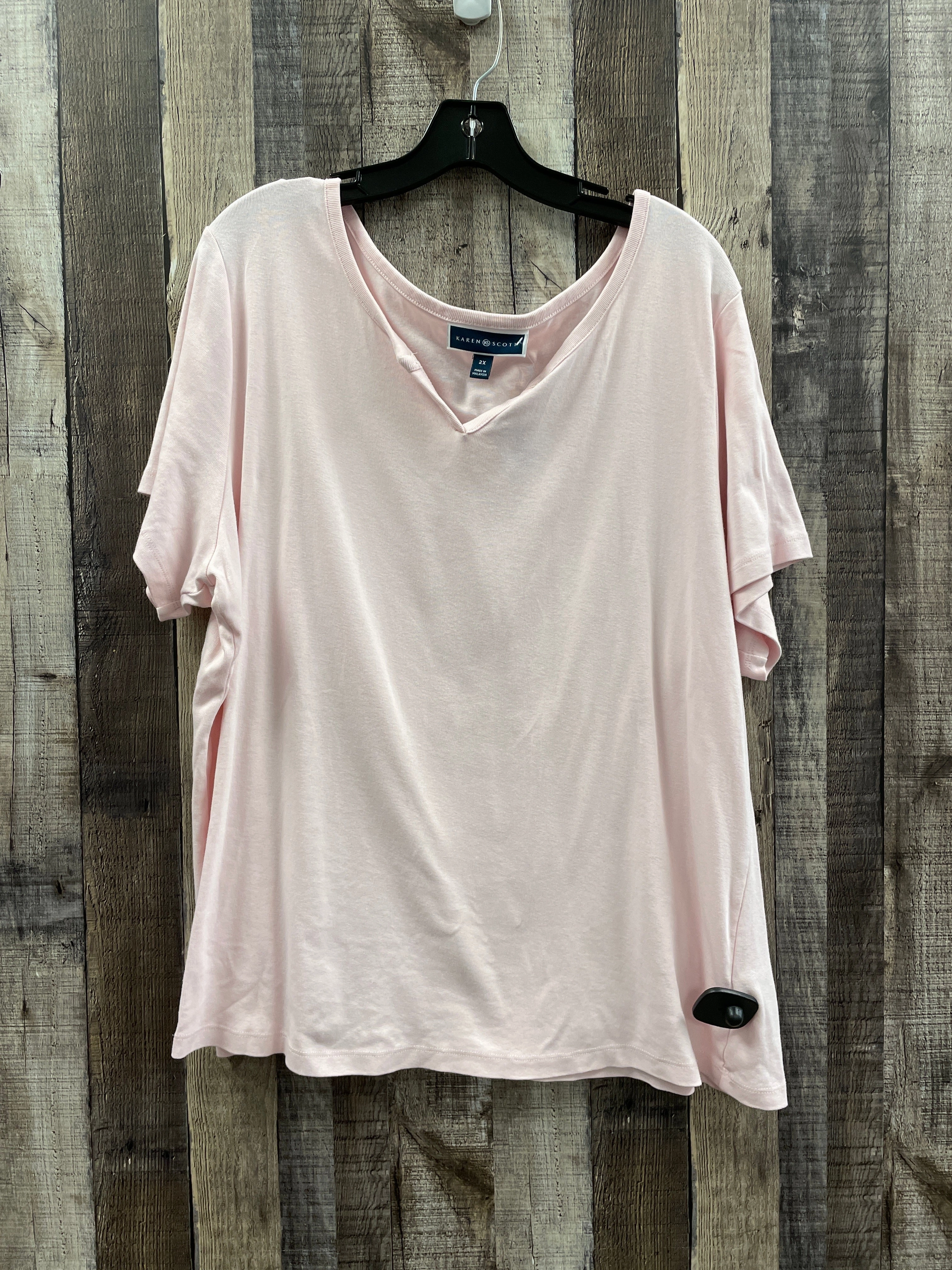 Pink Top Short Sleeve Karen Scott, Size 2x Adjustable Fit