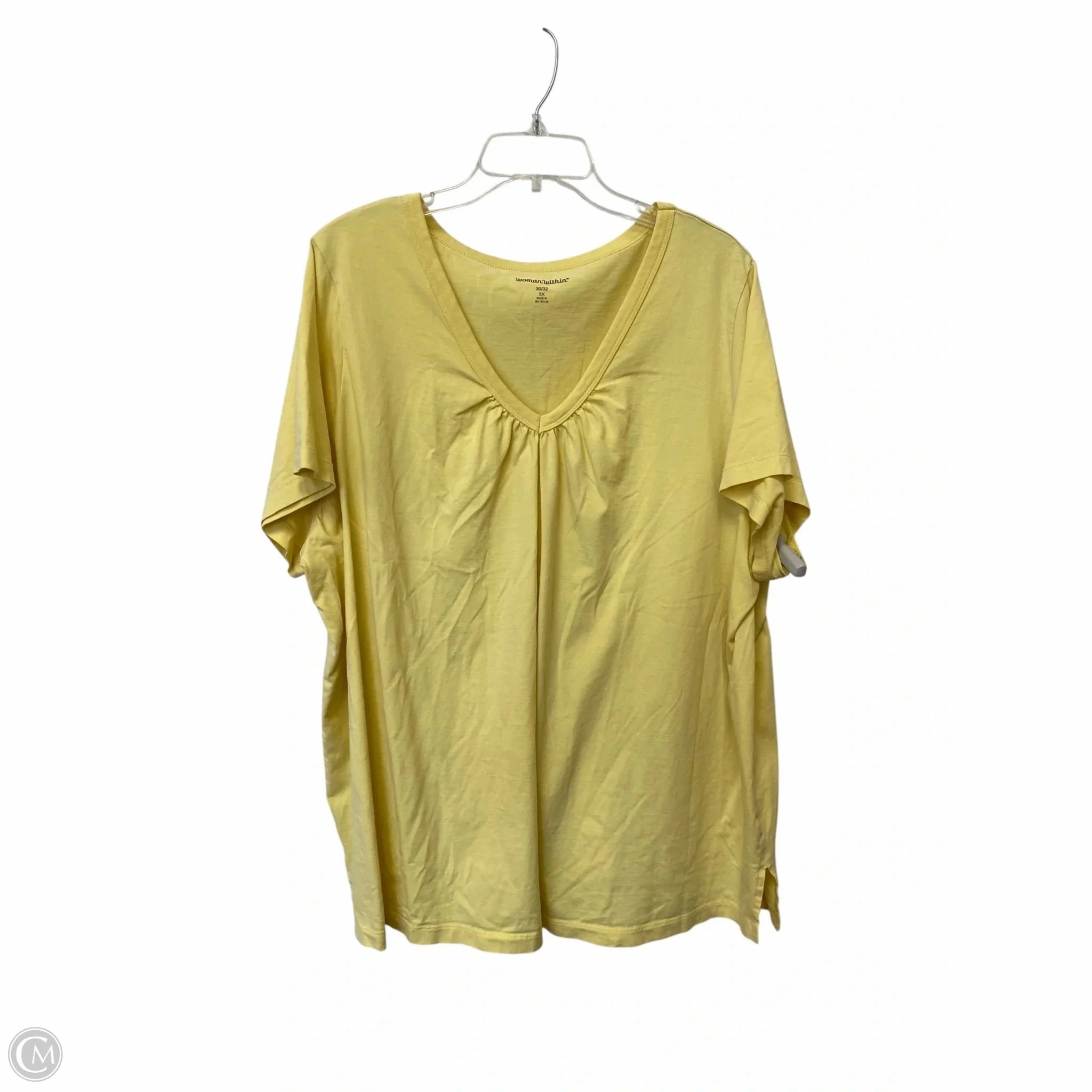Top Short Sleeve Basic By Woman Within In Yellow, Size: 3x LongLastingColor
