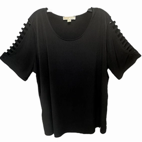 All-Season Comfort Wear Essential Piece Top Short Sleeve By Michael By Michael Kors In Black, Size: 2x