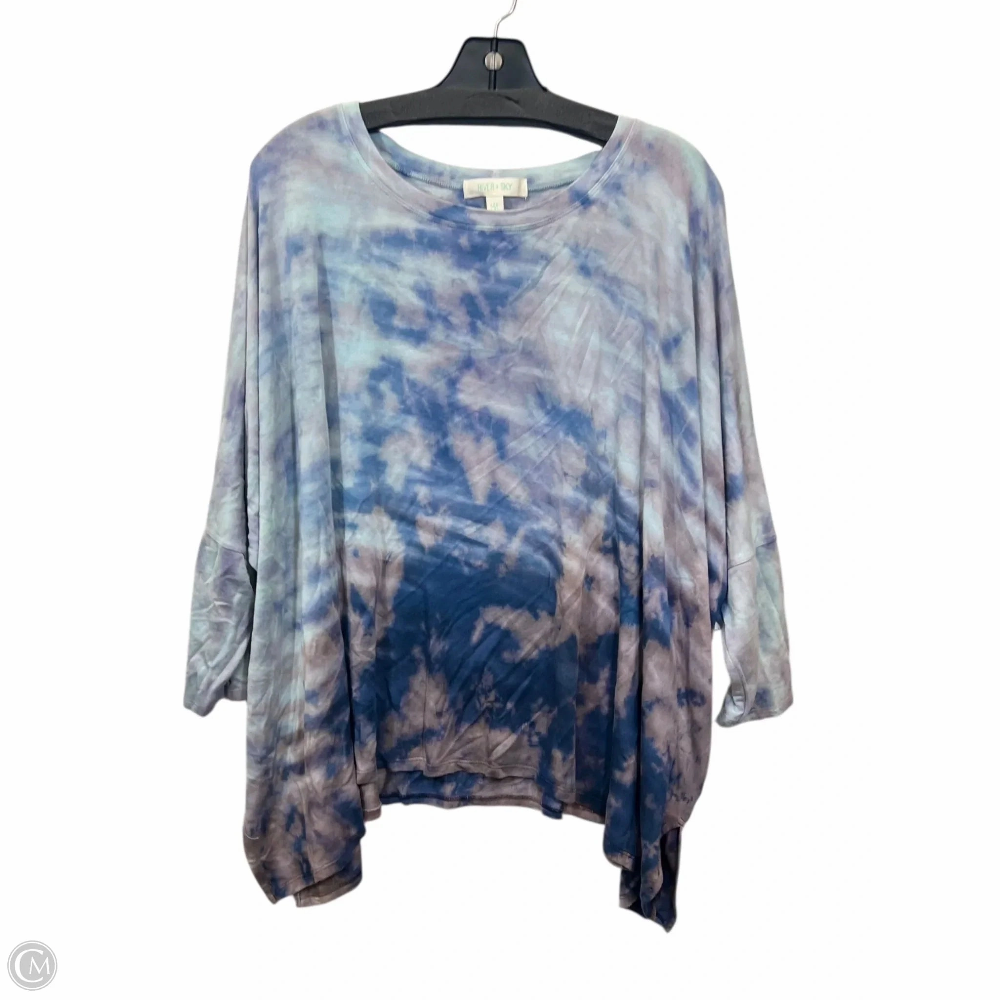 Cashmere Blend Non Bulky Insulation Poncho By River Sky In Tie Dye Print, Size: M