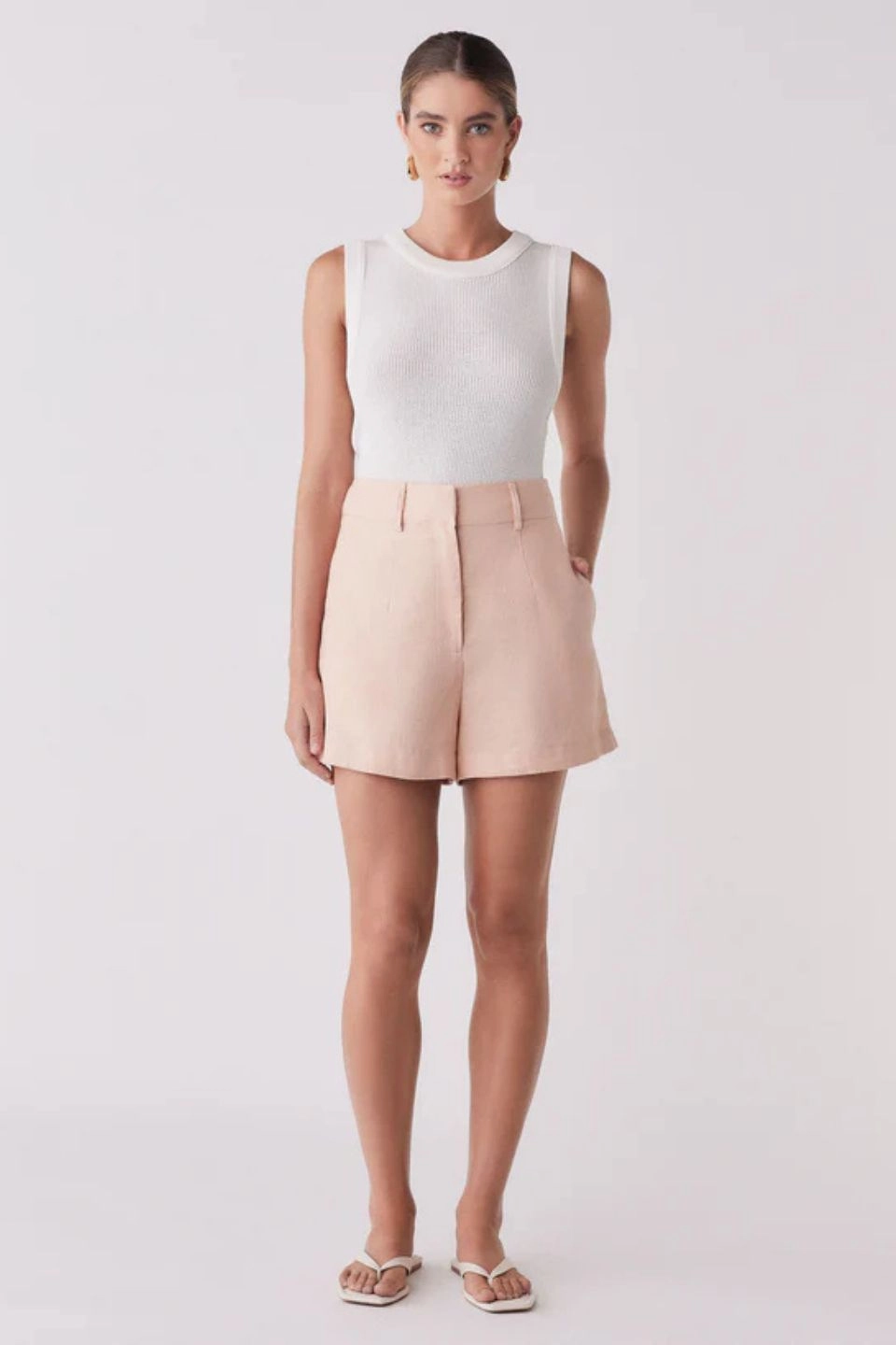 Portsea Peach Linen Short Classic Tank