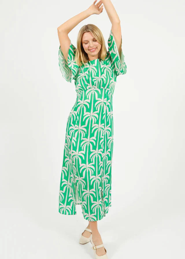 PP Gini Dress in Palm Tower Green Visual Balance