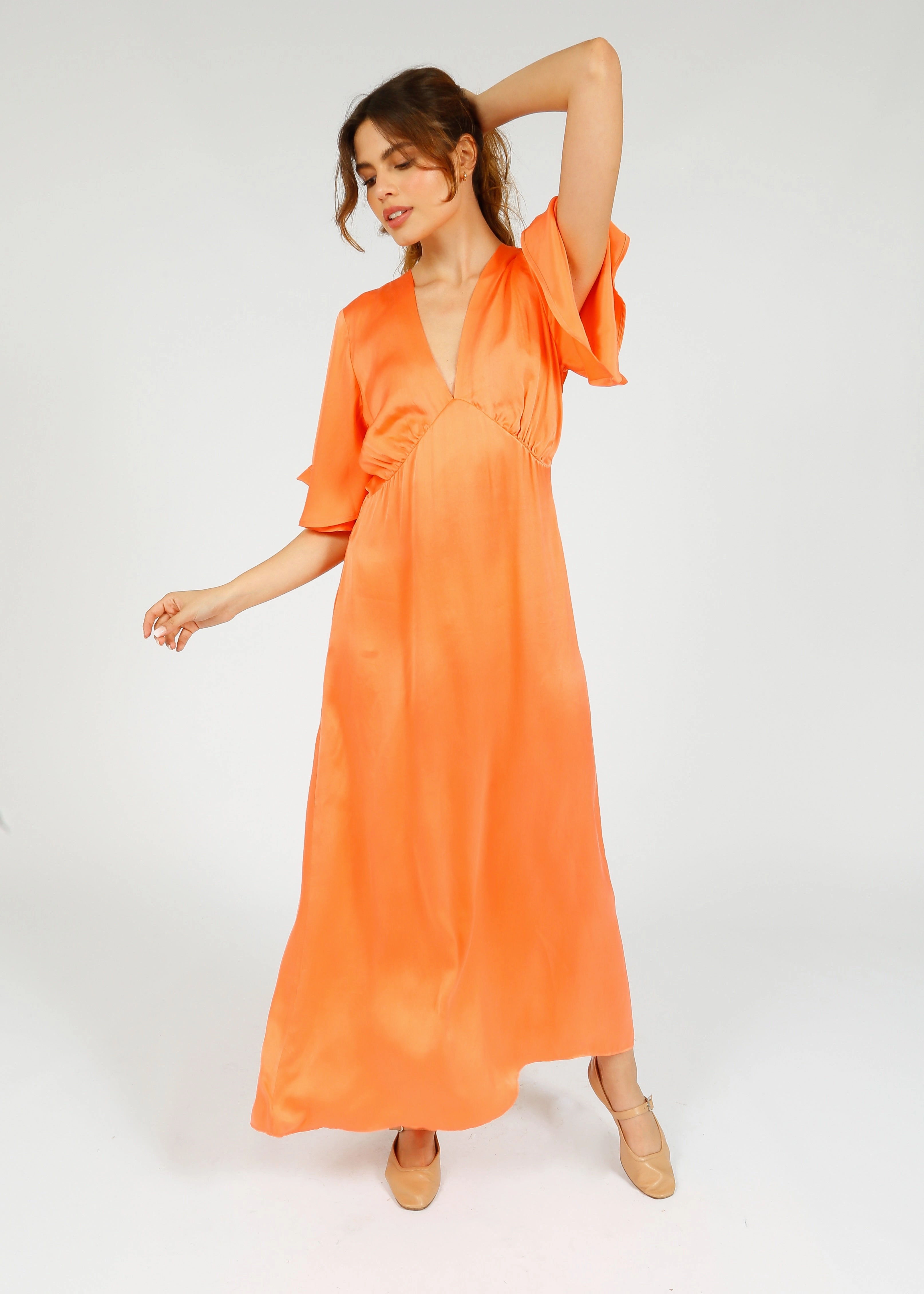 High Neck Easy Movement PP Willow Dress in Salmon